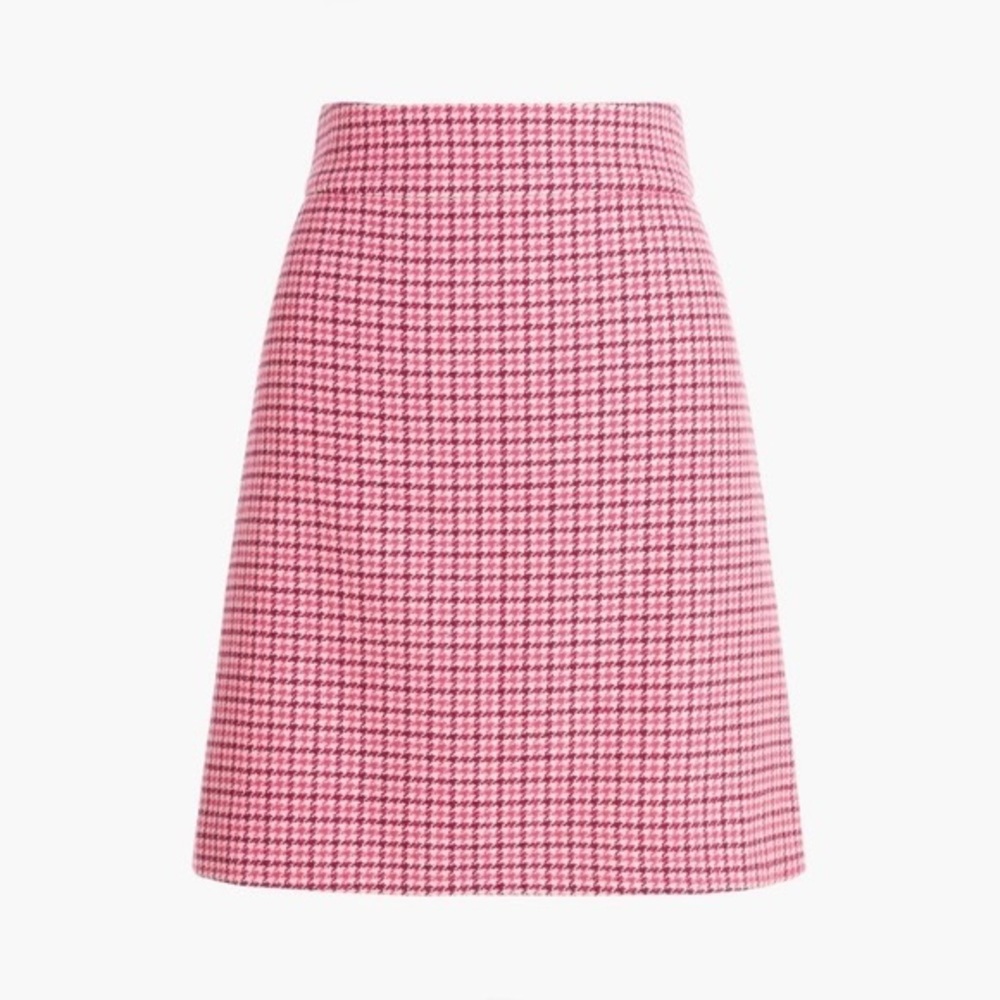 Pink hounds tooth wool lined mini skirt.